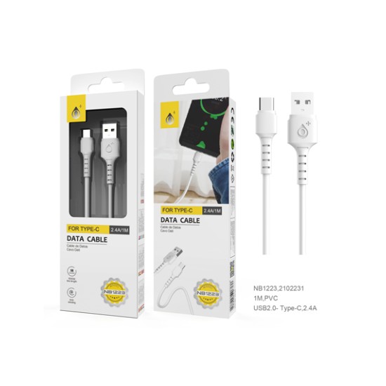 CABLE DE DADOS ONEPLUS NB1223 BL TIPO-C USB 2.4A BLANCO